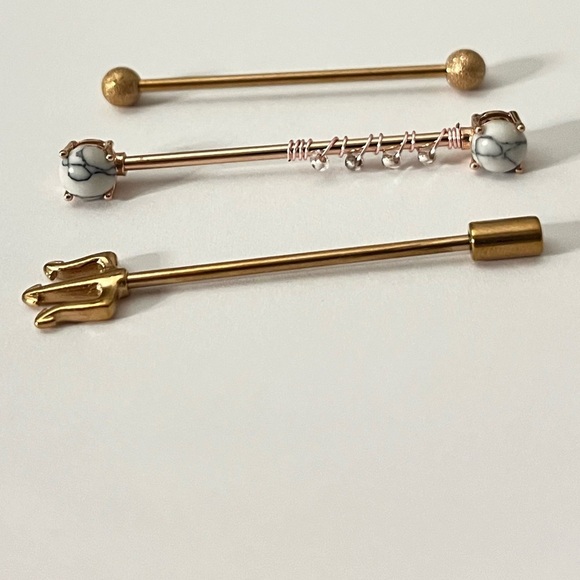 Three Assorted Industrial Barbells Body Jewelry - Picture 3 of 4